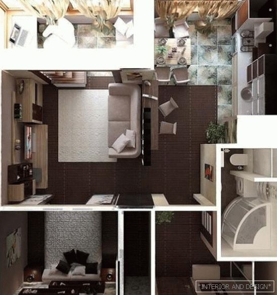 Proyecto de diseño de apartamento de una habitación 4.