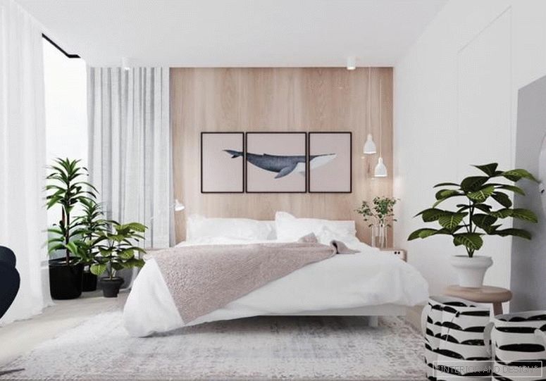 Cortinas para el dormitorio en el estilo de minimalismo 2.